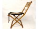 Gilded wood folding chair bamboo embroidery flowers Napoleon III nineteenth century