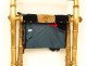 Gilded wood folding chair bamboo embroidery flowers Napoleon III nineteenth century