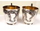 Pair silver cups Silver House Gallia France foliage nineteenth