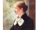 HST impressionist painting portrait young elegant woman H.Leroy nineteenth