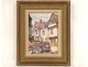 Watercolor flowers houses St. Goustan Auray Morbihan A.Cado twentieth