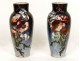 Ceramic earthenware vases pair impressionist flower nineteenth Montigny sur Loing