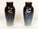 Ceramic earthenware vases pair impressionist flower nineteenth Montigny sur Loing