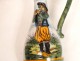 Vinegar cruet door Quimper faience HR Breton bagpipe player nineteenth