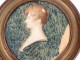 Miniature painted portrait profile young woman nineteenth century Empire