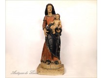 Polychrome wooden statue, Virgin and Child, 17th