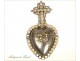 Heart silver reliquary, Strass and Cross, 19th