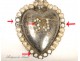 Heart silver reliquary, Strass and Cross, 19th