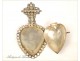 Heart silver reliquary, Strass and Cross, 19th