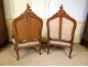 Rare pair walnut armchairs Breton characters shield valves tapestry 19th