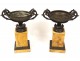 Pair cassolettes Siena marble bronze palms Restoration nineteenth century