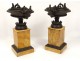 Pair cassolettes Siena marble bronze palms Restoration nineteenth century