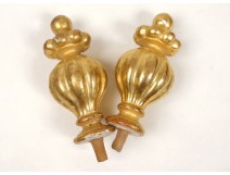 Pair elements decoration gilded wood bead curtain tiebacks nineteenth century