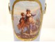 Pair of Paris porcelain vases characters gallant scene Napoleon III nineteenth