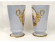 Pair of Paris porcelain vases characters gallant scene Napoleon III nineteenth