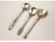 3 tablespoons salt sterling silver flower Minerva silver spoon Art Nouveau nineteenth