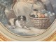 Pair prints portrait medallions girl dog fruit church nineteenth