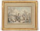 Gallant scene engraving characters sheepdog sheep landscape engraving 19th