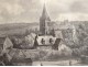 Landscape engraving church Arques River Village Theodore Gudin engraving nineteenth