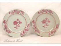 Pair of flat India Company, European decor, eighteenth