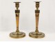 Pair gilt bronze candlesticks Management torches palmettes candlesticks 18th