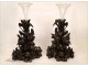 Black Forest Wood carvings, Cones Crystal Vase 19th