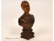 Bust of Woman in Carved Wood, Folk Art, 19th