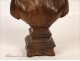 Bust of Woman in Carved Wood, Folk Art, 19th