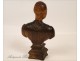 Bust of Woman in Carved Wood, Folk Art, 19th