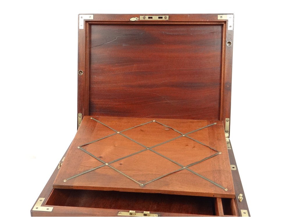 Box printing officer travel writing desk solid mahogany ...