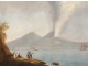 Rare Neapolitan gouache eruption Vesuvius Italy boat 1822 19th Grand Tour