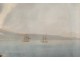 Rare Neapolitan gouache eruption Vesuvius Italy boat 1822 19th Grand Tour