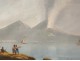 Rare Neapolitan gouache eruption Vesuvius Italy boat 1822 19th Grand Tour