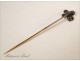 Hairpin tie 18K solid gold enamel flower Art Nouveau nineteenth century