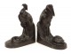 Pair bookends bronze pelican Charles Virion turtle eagle lizard nineteenth