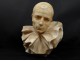 Rare alabaster sculpture bust character Pierrot Trafeli Febo twentieth century