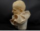 Rare alabaster sculpture bust character Pierrot Trafeli Febo twentieth century