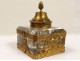 Crystal inkwell brass cherub god goddess golden palmette Empire inkwell 19th