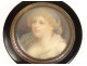 Miniature round box painted portrait young woman boiled cardboard nineteenth