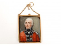 Miniature painted portrait medal officer Order St. Louis 18th gold frame