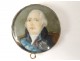 Miniature painted portrait medallion Louis XVIII gold frame nineteenth century