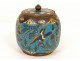 Cloisonne enamel pot covered box bird flowers enamel nineteenth century Japan