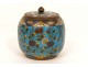 Cloisonne enamel pot covered box bird flowers enamel nineteenth century Japan