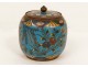 Cloisonne enamel pot covered box bird flowers enamel nineteenth century Japan