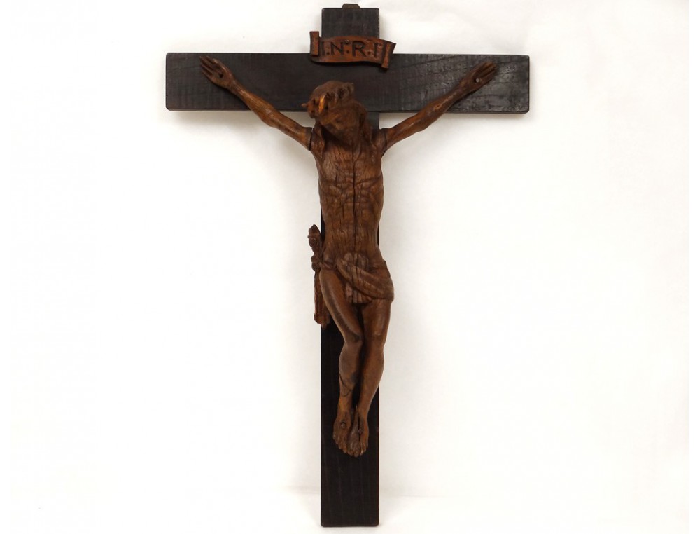 Christ crucifix believe eighteenth century carved oak wood