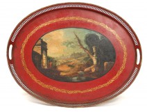 Plateau landscape painted metal temple romantic Italy Napoleon III nineteenth