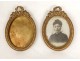 Pair miniature picture frames door gilt brass crown node NapIII nineteenth