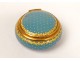 Opaline blue pill box brass golden stars Napoleon III nineteenth century