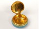 Opaline blue pill box brass golden stars Napoleon III nineteenth century