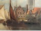 HST table harbor boats church mill Belgium Holland Belgian school nineteenth